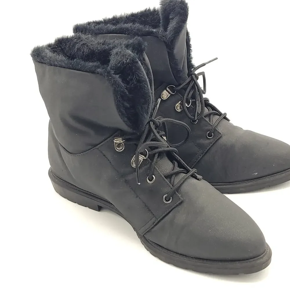 Danexx Thermolite Black Silktex Fur Lined Cozy boots women's size 10